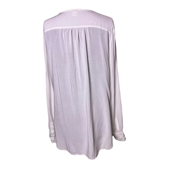 Sundance | White Ruffle Front Long Sleeve Button Up Shirt, Large - Picture 2 of 5